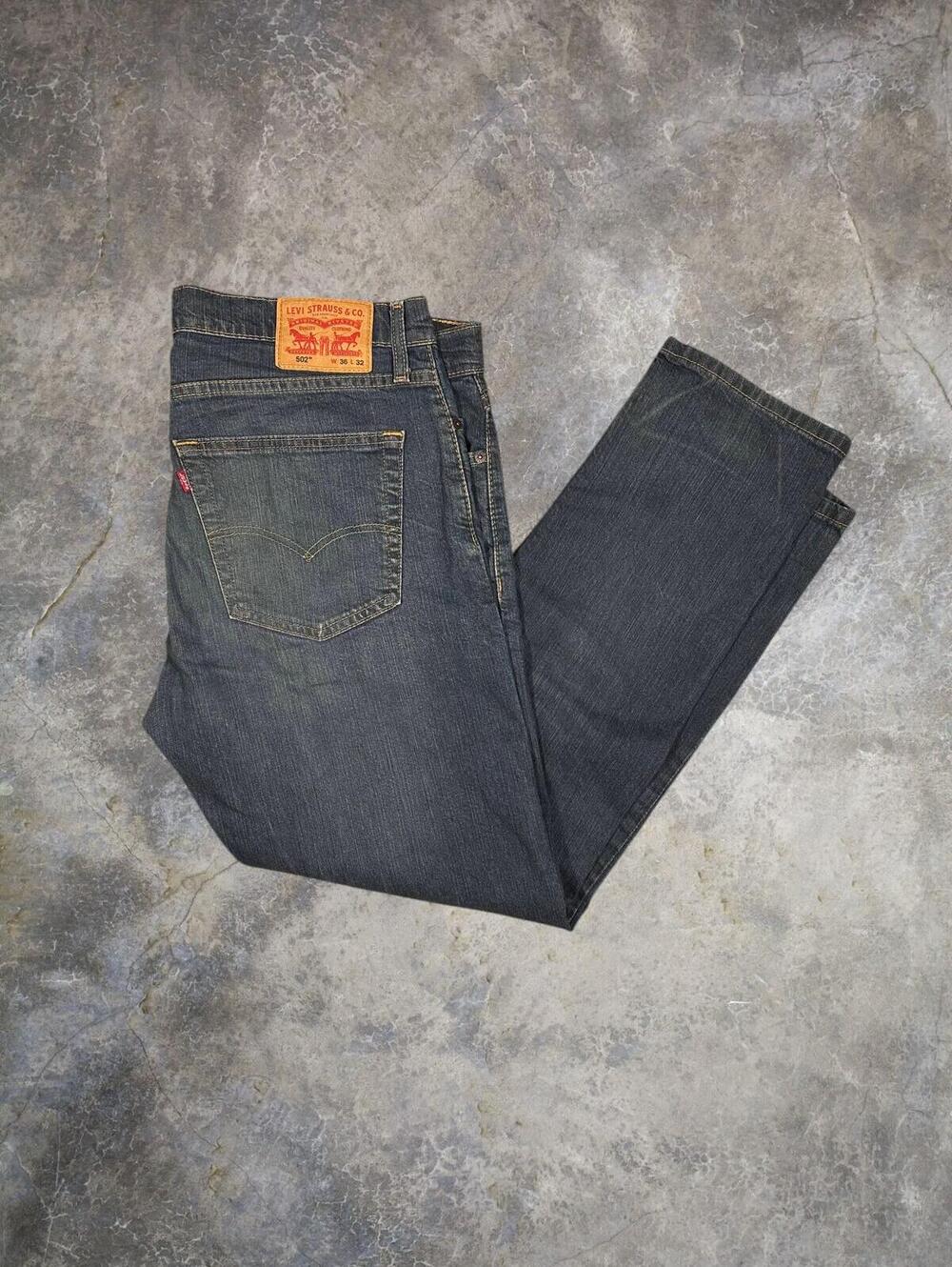 Levis 502 Blue Straight Fit Jeans 36x32